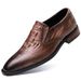 Dress Embossed Three-dimensional Crocodile Foot Casual Men's Shoes Elegant Banquet Pointed Leather Shoes_vogvips.com