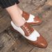 TerraStride Brogue Leather British Style Carved Casual Studio Wedding Photo Black And White Large Size 47 Men's Shoes_vogvips.com