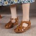 2026 Summer New European And American Foreign Trade Shoes Hollow-out Velcro Large Size Wedge Heel Cross-border_vogvips.com