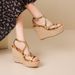 Women's Fashionable Versatile Wedge Sandals Cowhide Thick Soled Waterproof Platform High Heeled Roman Sandals【Pre-sale | Ships In 15 Days】_vogvips.com