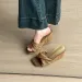 Brown Casual White Wedge Heel Vacation Sandals Open Toe Slip On Shoes For Women Woven Versatile Square Toed Retro Style_vogvips.com
