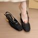 Unique Design Woven Closed-toe Sandals, 2025 Spring New Model, Simple Mesh Chunky High-heeled Shoes For Women, Versatile_vogvips.com