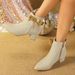 326-4 Women's Short Boots Pointed Toes, Thick High Heels, With A Comfortable, Warm, And Elegant Zipper At The Back_vogvips.com