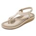 2025 Summer New Women's Sandals Cross-Border Trade Metal Large Size Buckle Embroidery Flat Shoes Wholesale One Piece_vogvips.com
