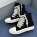 Thick Bottom Platform Unisex Shoes Runway All Match Casual Trainers Fashion Flat Heel High Top Canvas Sneakers Large_vogvips.com