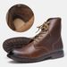 Men's Classic Vintage Work Boots - Genuine Leather Low-Cut Martin Boots With Oil Wax Finish For Outdoor & Casual Wear Outdoor Paratrooper Boots_vogvips.com