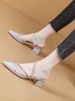 Peep-toe Strap Sandals Chunky Heels, Fairy Style, 2026 Summer Collection, Mesh With Rhinestones, Genuine Leather, French_vogvips.com
