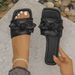 Plus Size Women's Bow Tie Flat Sandals Summer Wear Style Comfortable Square Toe Beach Shoes_vogvips.com