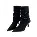 Pointed Toe Thin Heel Suede French Style Slim Short Fashion Buckle Strap Khaki Mid-Calf Pleated Slouch Boots_vogvips.com