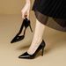 Women's Stiletto High-heeled Shoes 2026 Spring/autumn New Style For Commuting And Professional Use, Solid Color Patent Leather Poi_vogvips.com