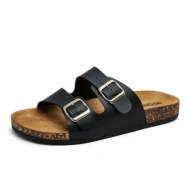 Bebealy Men's Slippers Summer Retro Open-toe Slippers With Double Duckles Fashion Outdoor Couple Slippers Injection Molded Shoes_vogvips.com