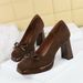 Women's Elegant Square-Toe Platform High Heels With Bow Detail - Chunky Heel, Slip-On Design Banquets Evening Events Anchora Red, Black, Deep Brown_vogvips.com