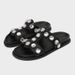 Women's Black Rhinestone Embellished Flat Sandals Fashionable Casual Slippers with Thick Sole And Racerback Design Summer Arrival_vogvips.com