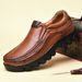 European Warm Series High-End Men's Middle-Aged Leather Top Layer Cowhide Wear-Resistant Durable Large Size Slip-On Dad With Fleece Cotton_vogvips.com