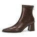 Autumn Winter Chunky Heel Mid-Calf Slim Boots Women, Slimming Back Zipper Black Pointed Toe Low-Cut Leather Boots, High_vogvips.com