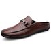 Half-drag Casual Men's Casual Shoes Service Men's Casual Leather Shoes Soft-soled Lazy Loafers_vogvips.com