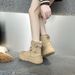 Fashionable new snow boots for women, soled genuine leather, winter 2025 with plush and thick toe short boots, warm_vogvips.com