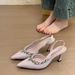 2025 Spring New French Satin Fashion High Heels Women Thin Heel Pointed Closed Toe Sandals Outdoor Rhinestone Versatile_vogvips.com
