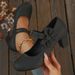 Plus Size Mary Jane High Heels For Women Chunky Heel Shoes With Bow And Velcro Strap Style Casual Single Shoes_vogvips.com