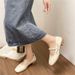 Foreign Trade Thick Heel Not Tired Feet Pearl Fashion Shoes Spring And Autumn Women's Shoes Bow One Pedal Single Shoes_vogvips.com