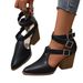Women’s Shoes Rhinestones Large Size Fashion High Heel Sandals Thick Heel Pointed Toe Retro Belt Buckle Hollow Single Shoes_vogvips.com