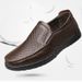 Euro Step Men's Leather Spring 2025 New Trend British Style Soft Sole Business Casual Slip-On Dad Shoes_vogvips.com