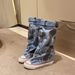 Women's Shoes Boots Women's Retro Flat Graffiti Mid Calf Boots Sexyy Large Size Fashion Pile Boots_vogvips.com