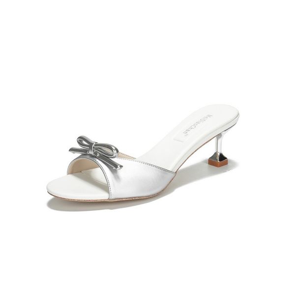 MM Series Bow-Tie Without Top Quality Rhinestones, 5A Slip-On Sandals, Round-Toe Open-Toe High-Heeled Sandals With Open Back_vogvips.com