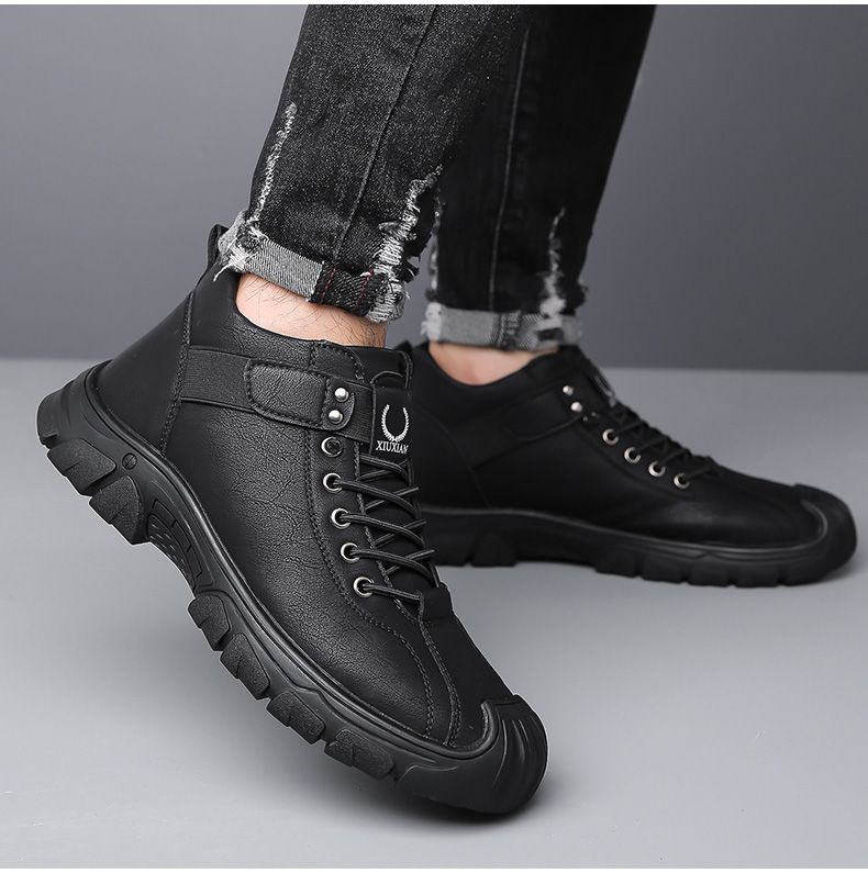 New Leather Spring Men's Shoes High-top Men's Heightening Tooling Martin Boots_vogvips.com