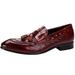 Crocodile embossed leather shoes new formal single shoes men's British men's shoes fringe casual leather shoes Plus size fashion shoes_vogvips.com
