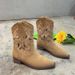 Women's Western Cowboy Boots Embroidery Hollow V Neck Knight Thick Heel Ethnic Style Retro Short Shoe_vogvips.com