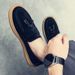 Euro Step Men's Loafers With Tassels, Slip-On Lazy For Autumn, Versatile Korean Style, Suede Leather, Chef Work Driving Shoes_vogvips.com