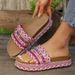 Ethnic Style Women's Platform Slippers With Rivets Rope Plus Size Cork Beach Slippers PU Upper European American Style_vogvips.com