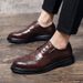 Euro Step 2025 Spring And Autumn Pointed Men's British Brogue Trendy Youth Business Leather Shoes_vogvips.com