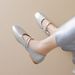 French Bow Mary Jane Shoes Women's Flat Bottom One Word With Light Mouth Single Shoes With Skirt_vogvips.com