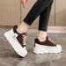 W3677 New Color Matching Women's Shoes 2024 Autumn Inner Height Increase Thick Sole Wear Resistant Versatile Student Breathable Single Shoes Sneakers_vogvips.com
