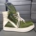 2025 New Green Horsehair High-top Shoes Inverted Triangle Large Size Thick Sole Lace-up Genuine Leather European And_vogvips.com