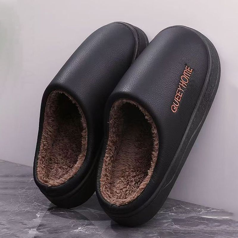 Men's For Autumn Winter, Thick-soled, Anti-slip, Warm, And Fleece-lined New Fuzzy Cotton Slippers_vogvips.com