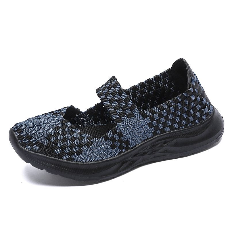 New Oversized Hand Woven Women's Casual, Breathable, Hollowed Out Single Ultra Light Mesh Flat Shoes, Shoe Covers F72_vogvips.com