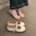 Flat Bottom Round Head Retro Student Versatile Small Leather Shoes Women's Spring And Summer Skirt French Mary Jane Single Shoes_vogvips.com