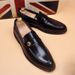 Euro Step Leather Korean Style Casual Trendy Height-Increasing Slip-On British Pointed Toe Wedding Hair Stylist Brogue Men's Shoes_vogvips.com