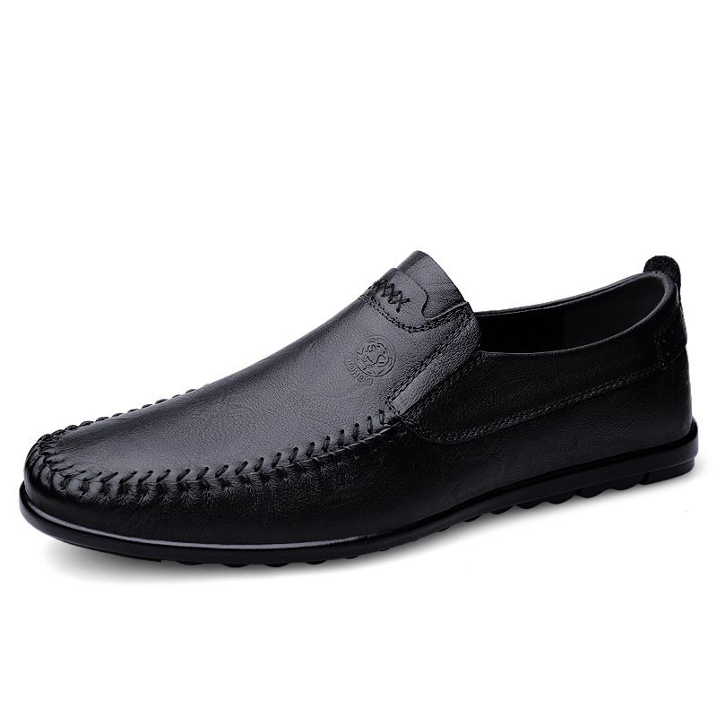 Casual Leather Loafers Lightweight Soft Sole Driving Slip-On Lazy All-Season Single Cowhide Men's Shoes_vogvips.com