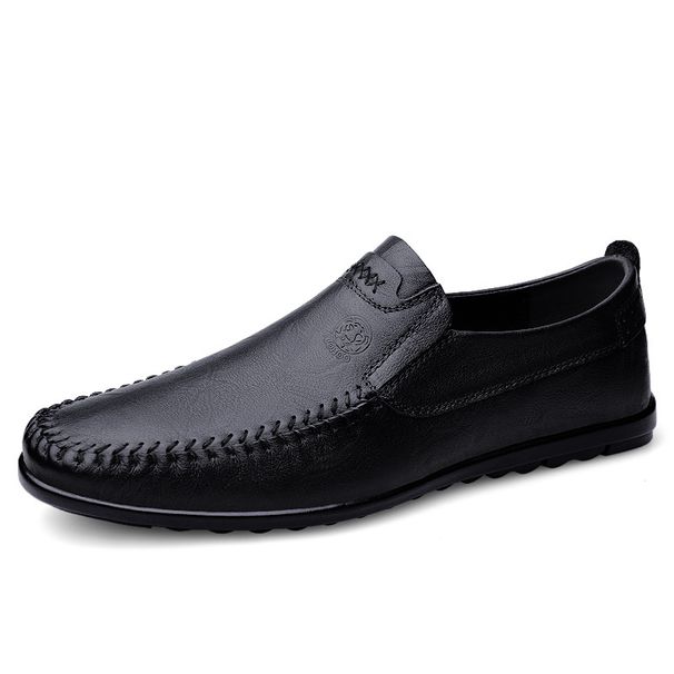 Casual Leather Loafers Lightweight Soft Sole Driving Slip-On Lazy All-Season Single Cowhide Men's Shoes_vogvips.com