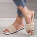 Slippers Oversized Flat Bottomed Slippers For Women's New Fashionable Square Headed Pearl Casual Beach Sandals_vogvips.com
