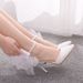 Women's Shoes flower wedding shoes one word wristband bridal shoes stiletto pointed toe wedding shoes women's sandals pointed toe high heels_vogvips.com