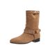 2024 New Matte Rivet Melad Chunky Heel Mid-Calf Western Cowboy Pointed Toe Wrinkled Slouch Boots For Women_vogvips.com