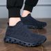 Men's Couple High Top Socks Shoes Lightweight Flying Woven Casual Sports Shoes Men And Women Slip On Vacation Walking Shoes_vogvips.com