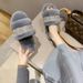 Women’s Shoes Furry Ribbon Slippers Home Flat Warm Slippers Fashionable Fashion Cotton Slippers_vogvips.com