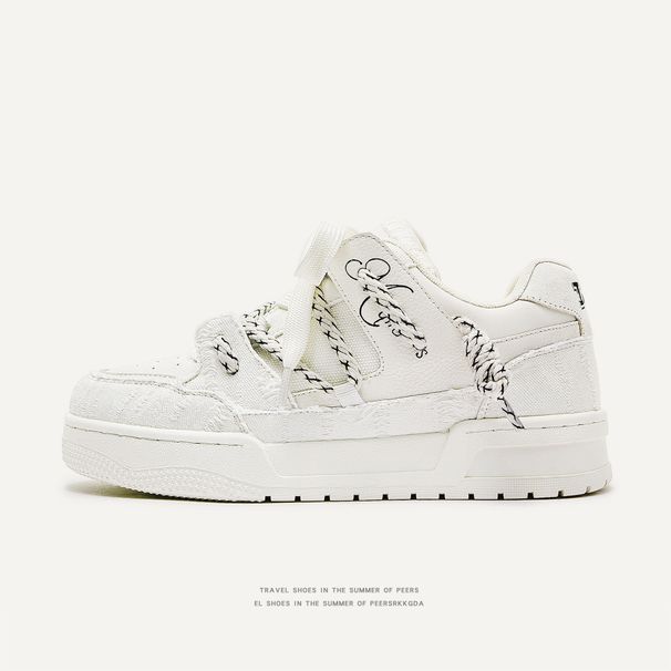 Women's Shoes Niche Design Double Lace Bread Shoes, Casual And Versatile Unisex Couple Sneakers, Men's Shoes_vogvips.com