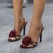 Cross-border Women's Sandals With Red Flowers, Sexy Party And Banquet, Foreign Trade Round-toe Fashion High-heeled_vogvips.com